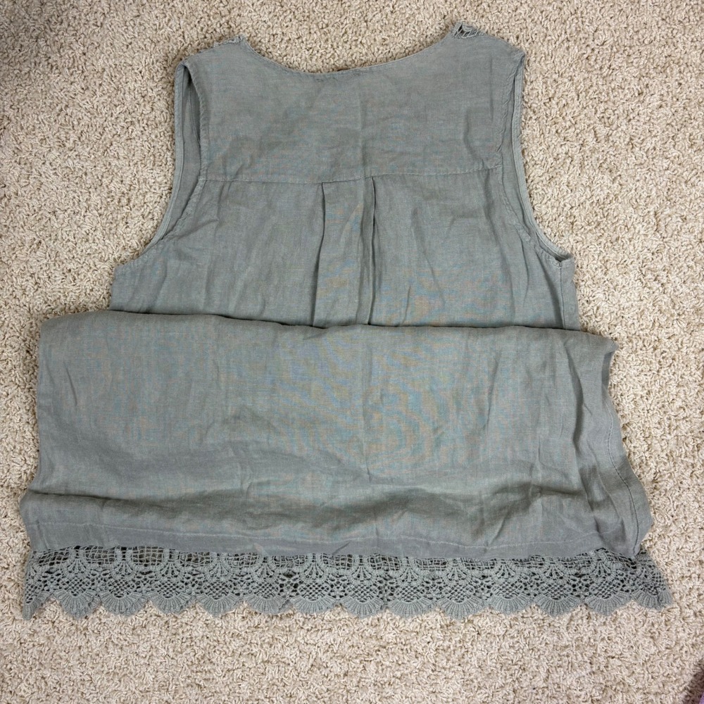 Carla Conti Linen‎ Lace Trim Sleeveless Dress M - Picture 3 of 6